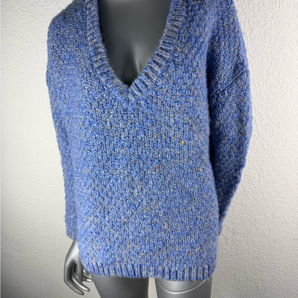 Zara Heathered Blue V-Neck Sweater periwinkle blue perfect M